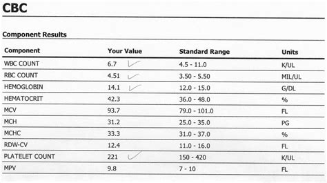 Complete Blood Count (CBC) Test: Results, Chart, .